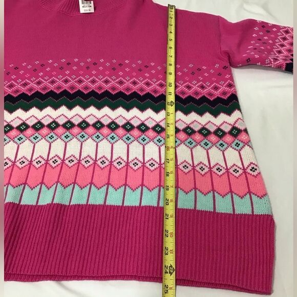 Crown & Ivy Pink Knit Ski Sweater Oversized New Size Large - Picture 11 of 11